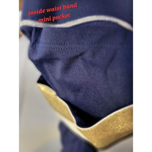 Victoria's Secret Pink Active Leggings size Medium Navy Gold Nwot Athlesure Blue - Picture 6 of 9